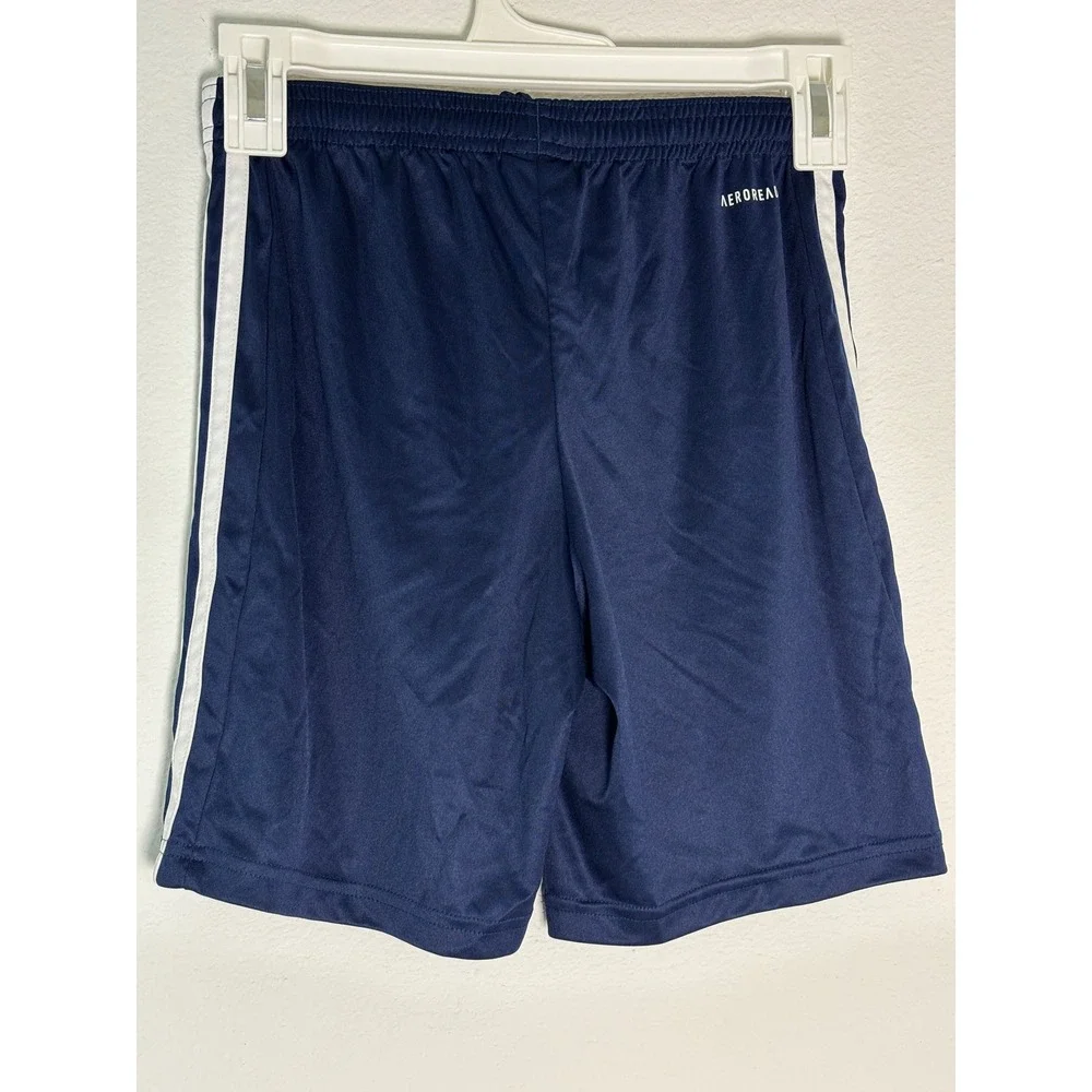 Adidas Juventus Soccer Shorts Navy Blue White Stripes Youth Medium Aeroready